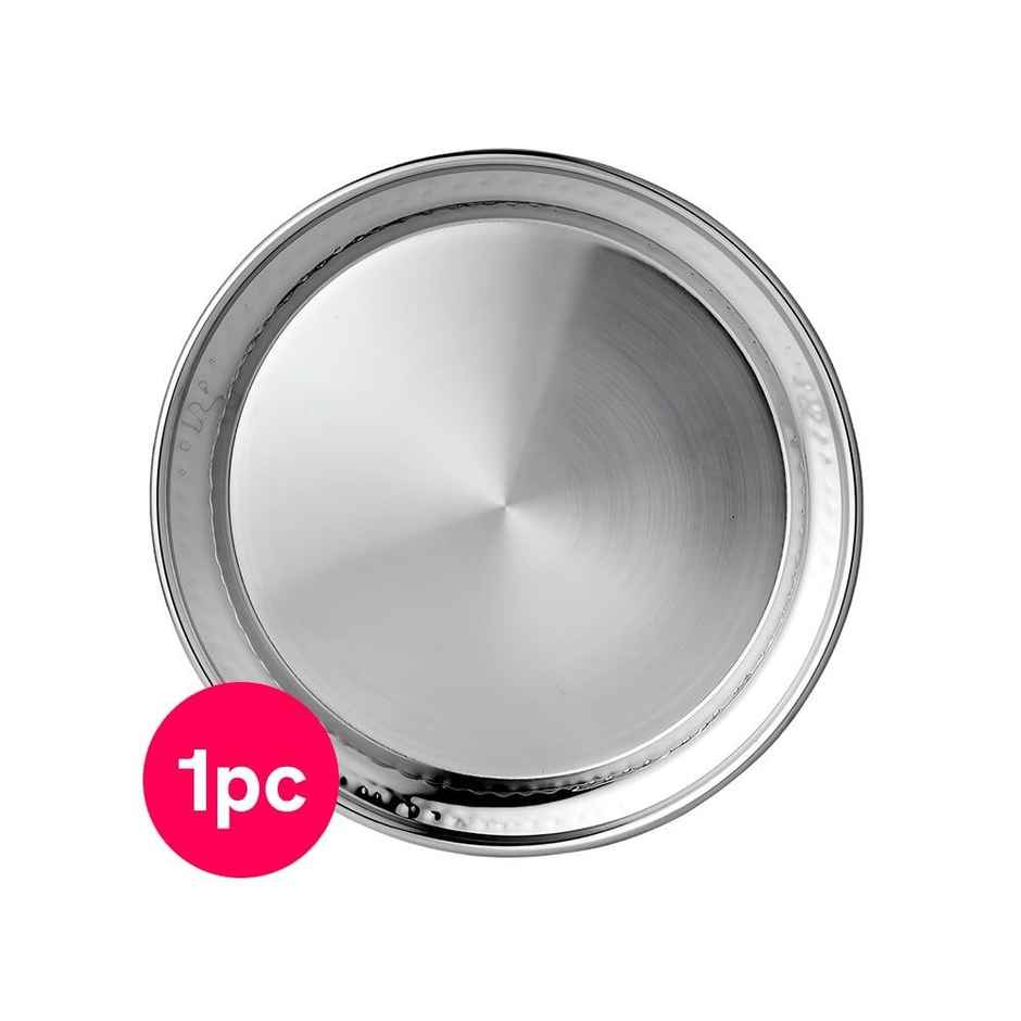 Vinayak Signature Hammered Stainless Steel Plate (20 x 20 cm) - Silver