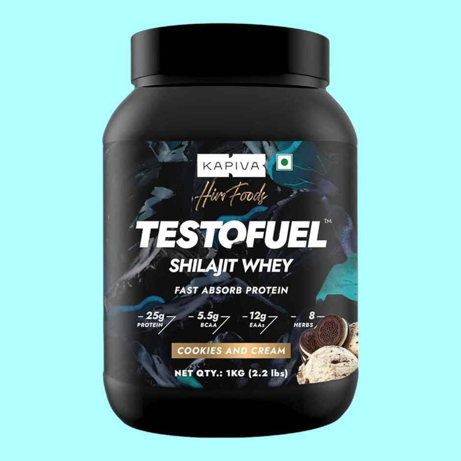 Kapiva HIm Foods Testofuel Shilajit Whey Fast Absorb Protein - Cookies & Cream Flavor