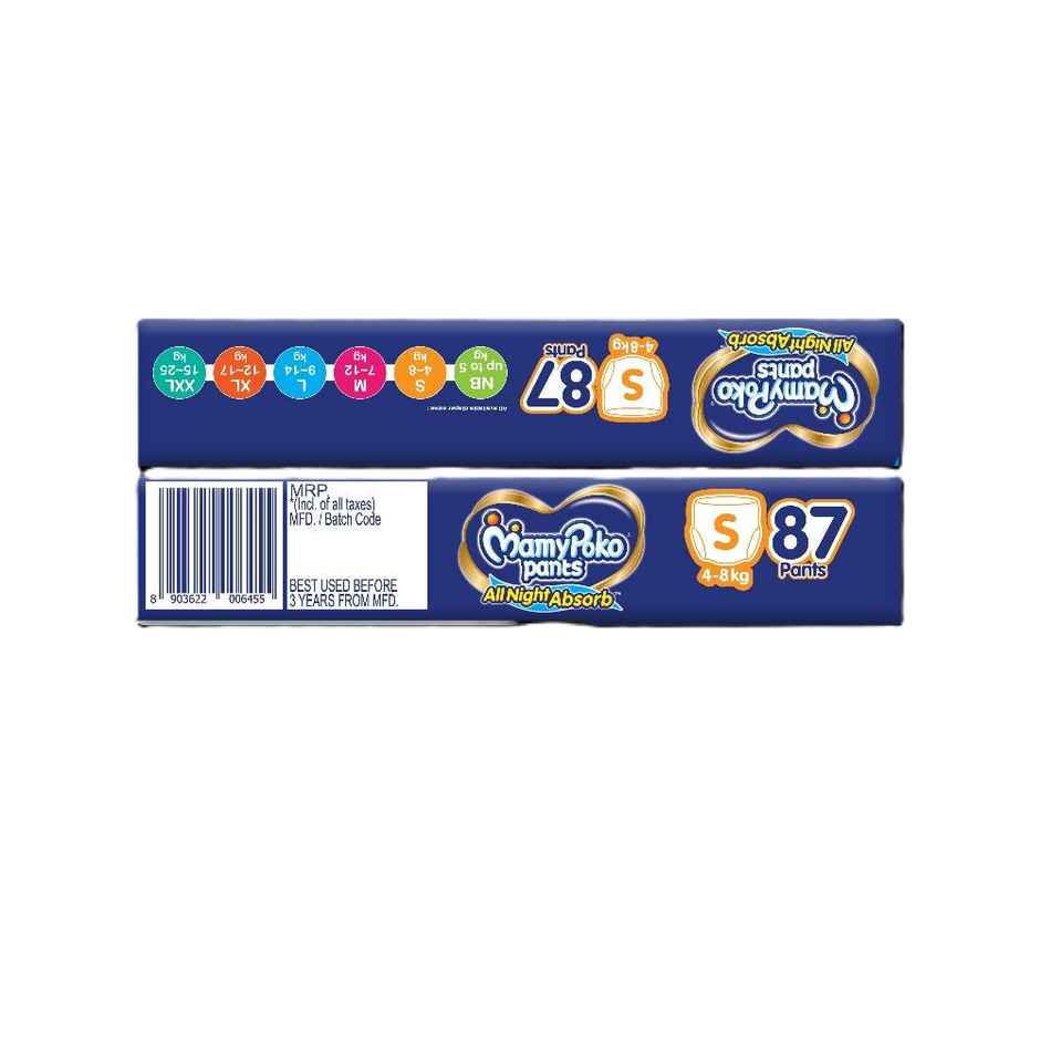 Mamypoko Pants All Night Absorb Pant-Style Baby Diapers | Size S | 4-8 kg