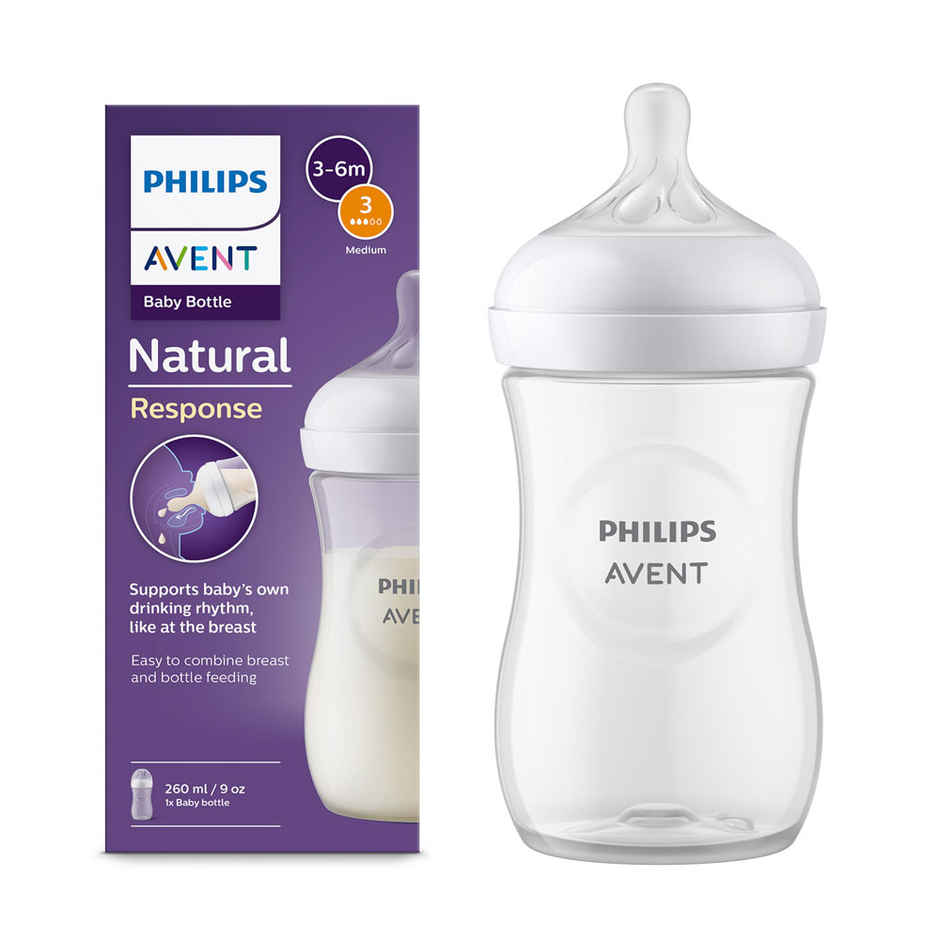 Philips Avent Natural Response Baby Feeding Bottle | 1m+| 260ml| Pack of 1 | SCY903/01