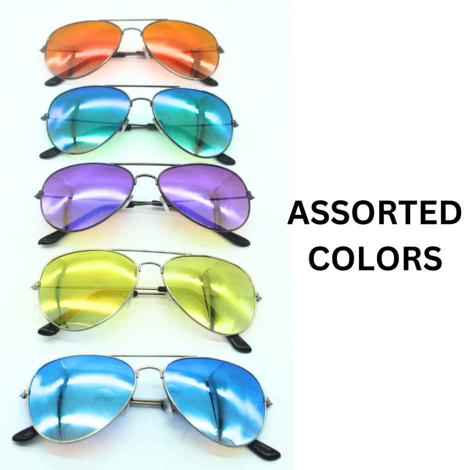 Se7en Unisex Metal Aviator Sunglasses | Assorted - L