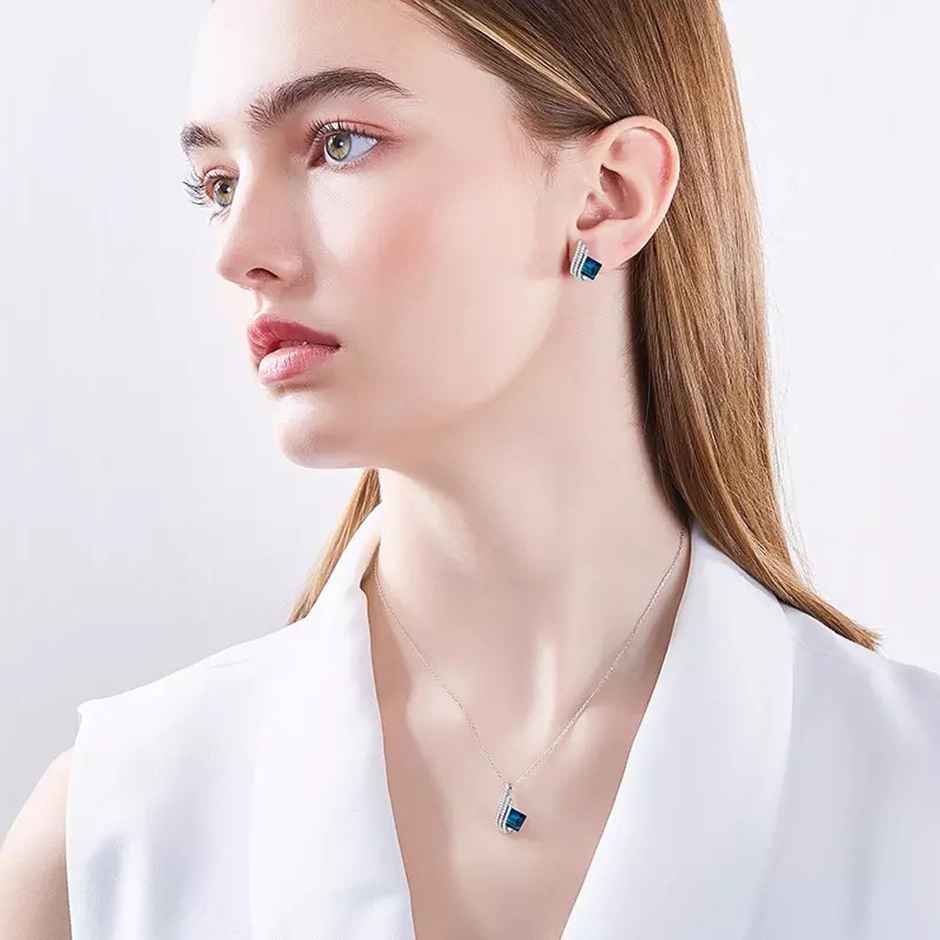 Shining Diva Fashion Angel Wings Platinum Plated Crystal Necklace Set for Women and Girls | 14622s