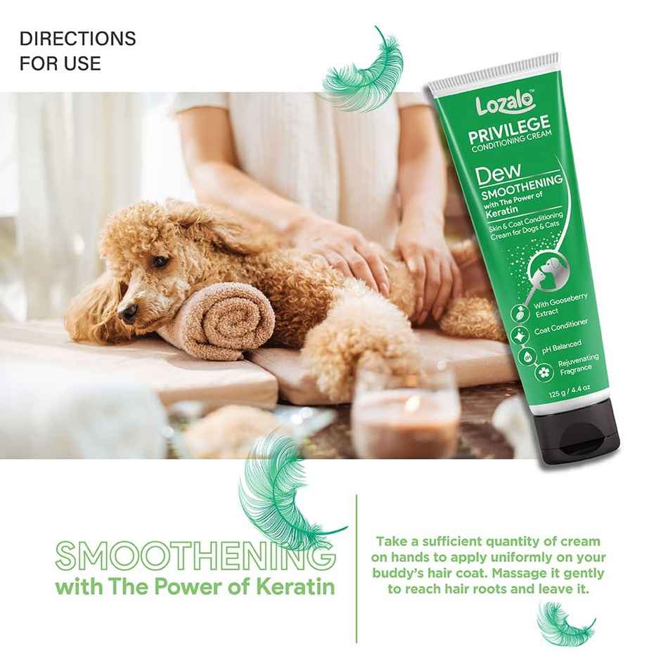 Lozalo Privilege Pet Conditioning Cream | Dew | Leave-In | With Keratin - Gooseberry For Pets