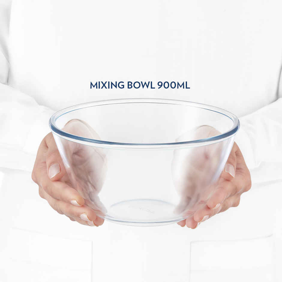 Borosil Mixing Bowl Set With Lid (900 ml)| Borosilicate Glass | Microwave Oven Safe