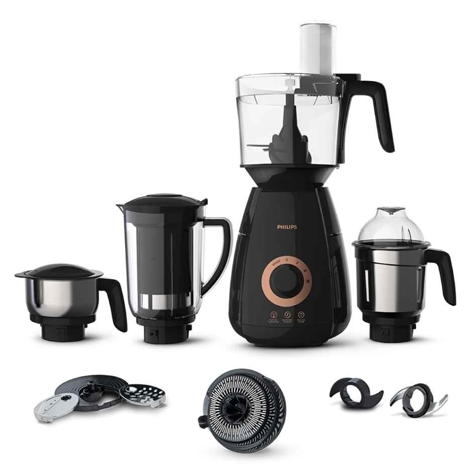 Philips Mixer Grinder + Food Processor | 3-in-1 | 750 W | 4 Jars - Black