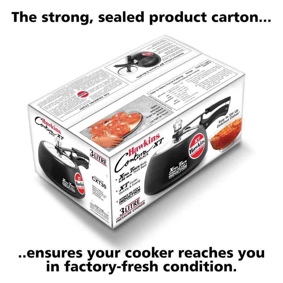 Hawkins 3 Litre Contura Black�Xt Pressure Cooker Hard Anodised Inner Lid Induction Cooker - Black