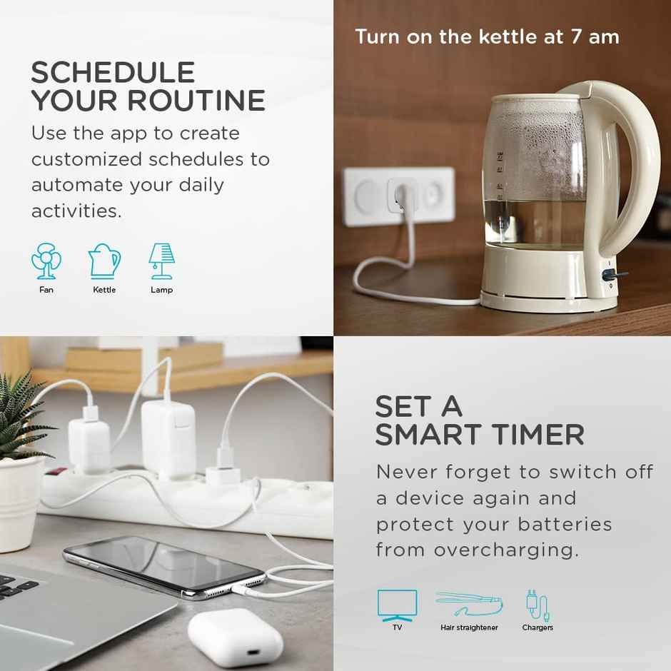 Qubo 10A Wi-Fi + BT Smart Plug |Energy Monitoring & Voice Control from Hero Group