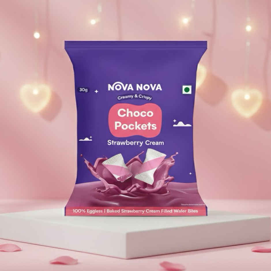Nova Nova Choco Pockets Strawberry Cream Filled Wafer Bites