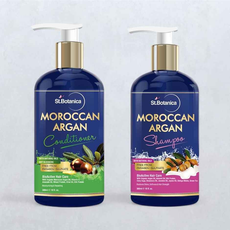 St.Botanica Moroccan Argan Hair Conditioner To Nourish Dull Dry & Frizzy Hair No Parabens(300ml) & St.Botanica Moroccan Argan Hair Shampoo To Nourish Dull Dry & Frizzy Hair No Parabens & Sulphates(300ml) Combo