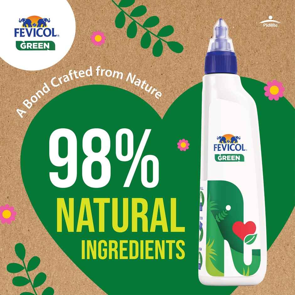 Fevicol Green Eco Adhesive Clear Quick Dry Multi Surface Craft Glue Strong Bond
