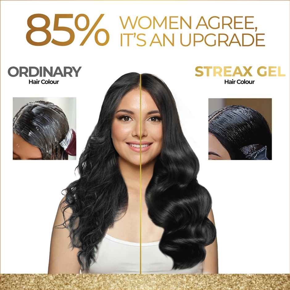 Streax Gel Hair Colour Natural Black 1 ,80 ml | 100% grey coverage 