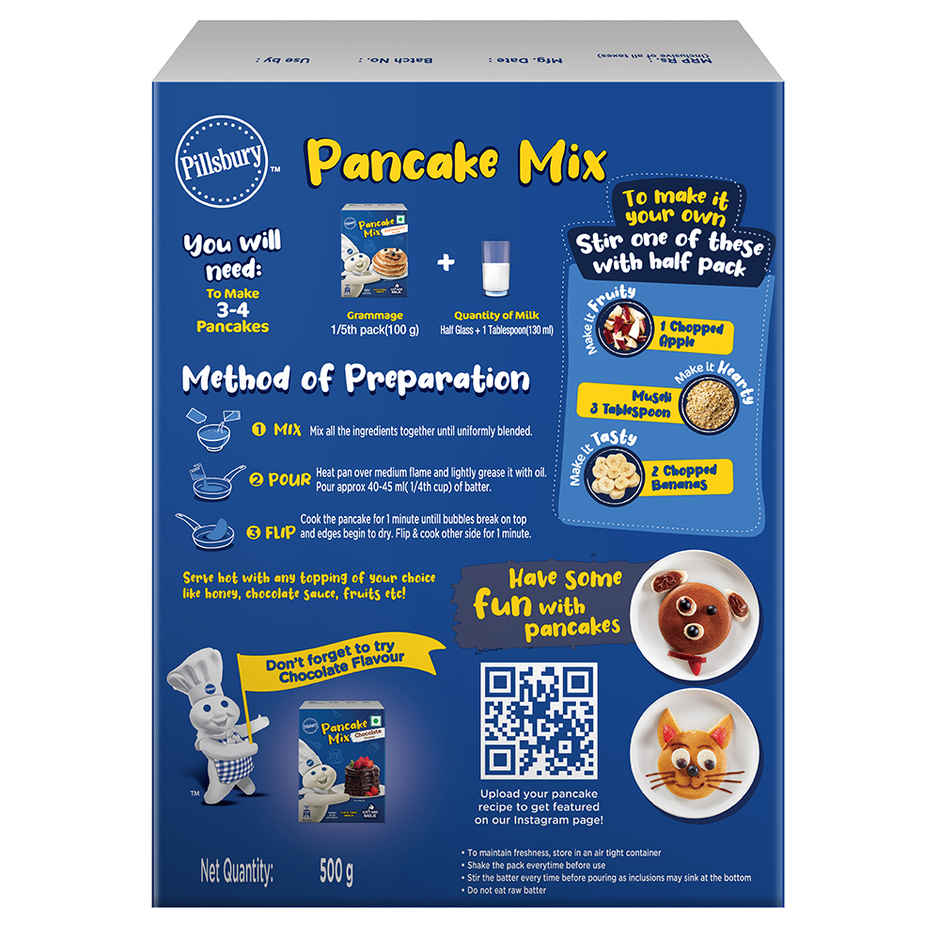 Pillsbury Butterscotch Flavour Pancake Mix 2-Minute Pancake Mix For Kids No-Preservatives