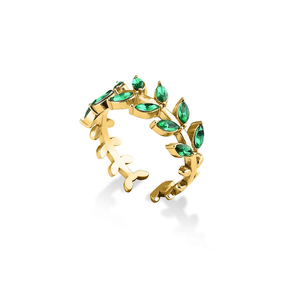 Palmonas Green Leaf Gold Ring