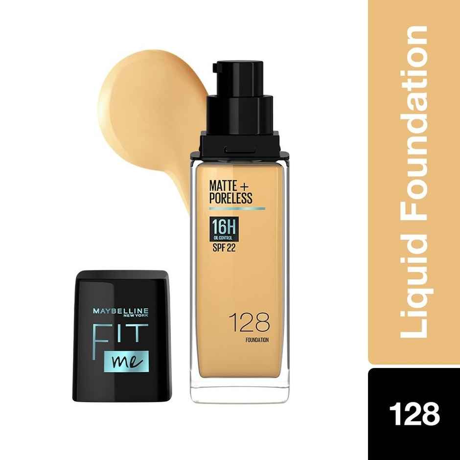 Maybelline New York Fit Me Matte+Poreless 16H Oil Control Foundation With SPF 22, Shade 128