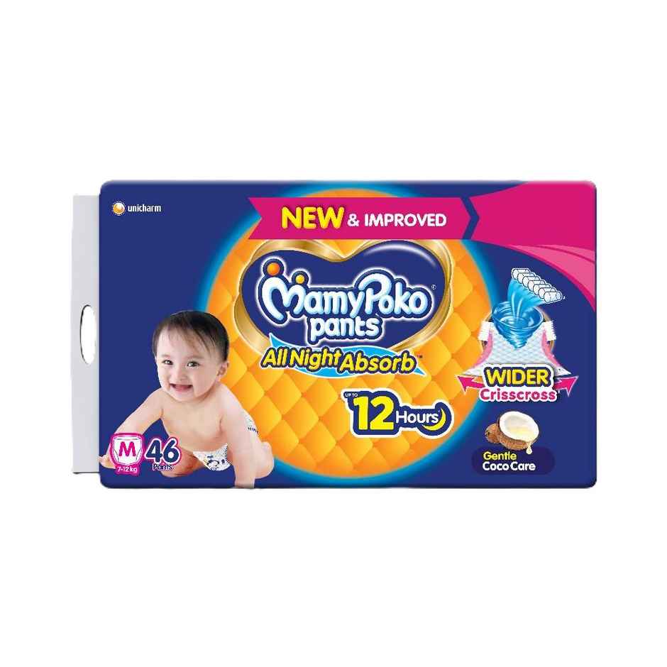 Mamypoko Pants All Night Absorb Pant-Style Baby Diapers | Size M (7-12 kg)