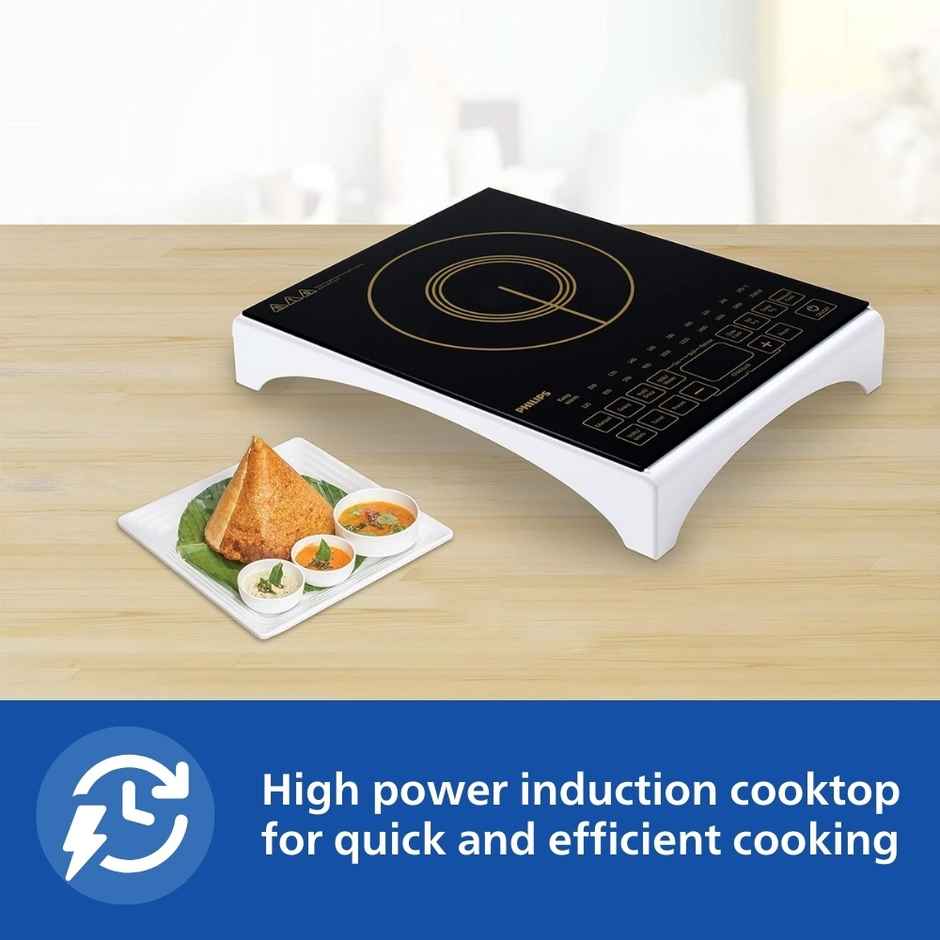 Philips Viva Collection Hd4938/01 2100Watt Glass Induction Cooktop With Sensor Touch & Full Crystal Glass - Black