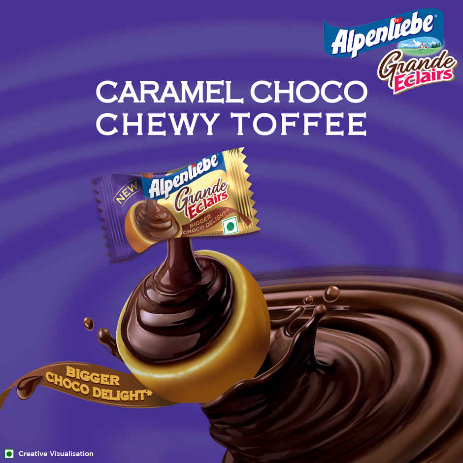 Alpenliebe Eclairs Grande Caramel Choco Chewy Toffee Pouch