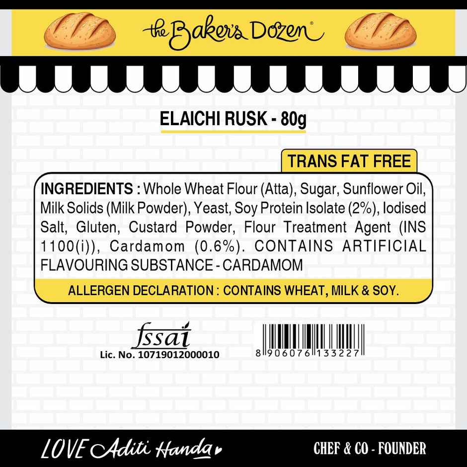 The Baker'S Dozen Whole Wheat Banana Walnut Cake | Bakery Delight (150g) & The Baker'S Dozen Zero Maida Elaichi Rusk (80g) Combo