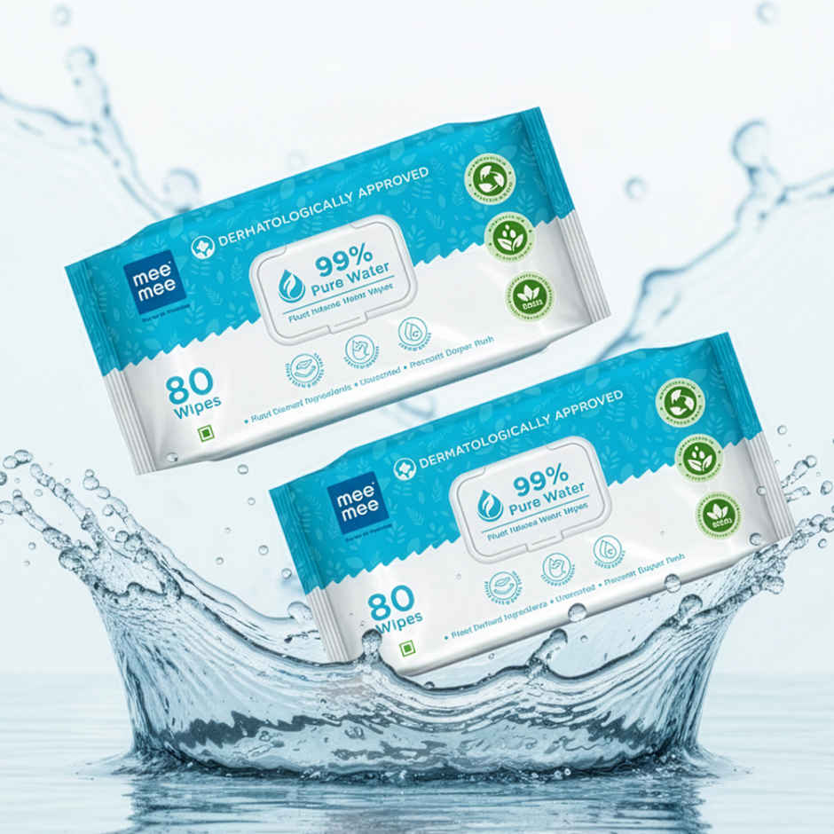 Mee Mee 99% Pure Water Unscented Plant Derived Baby Wipes | 80 Pulls per Pack