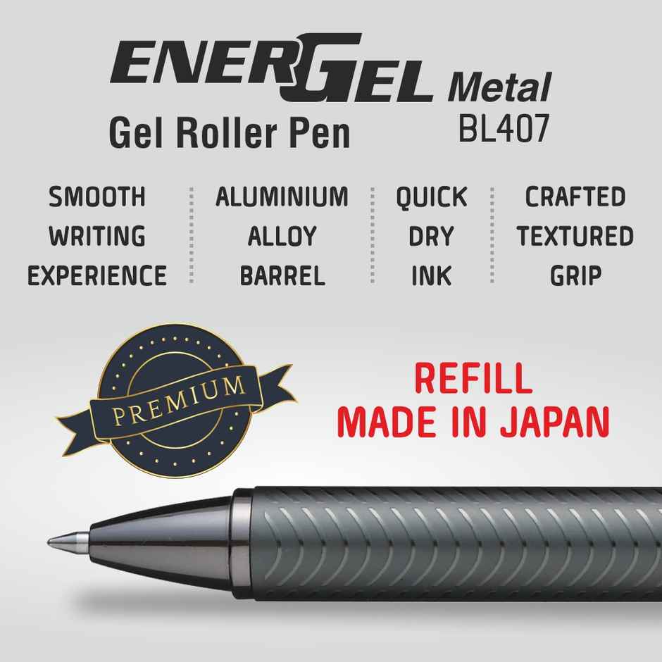 Pentel Energel Metal Single Box Gold Body Blue Ink