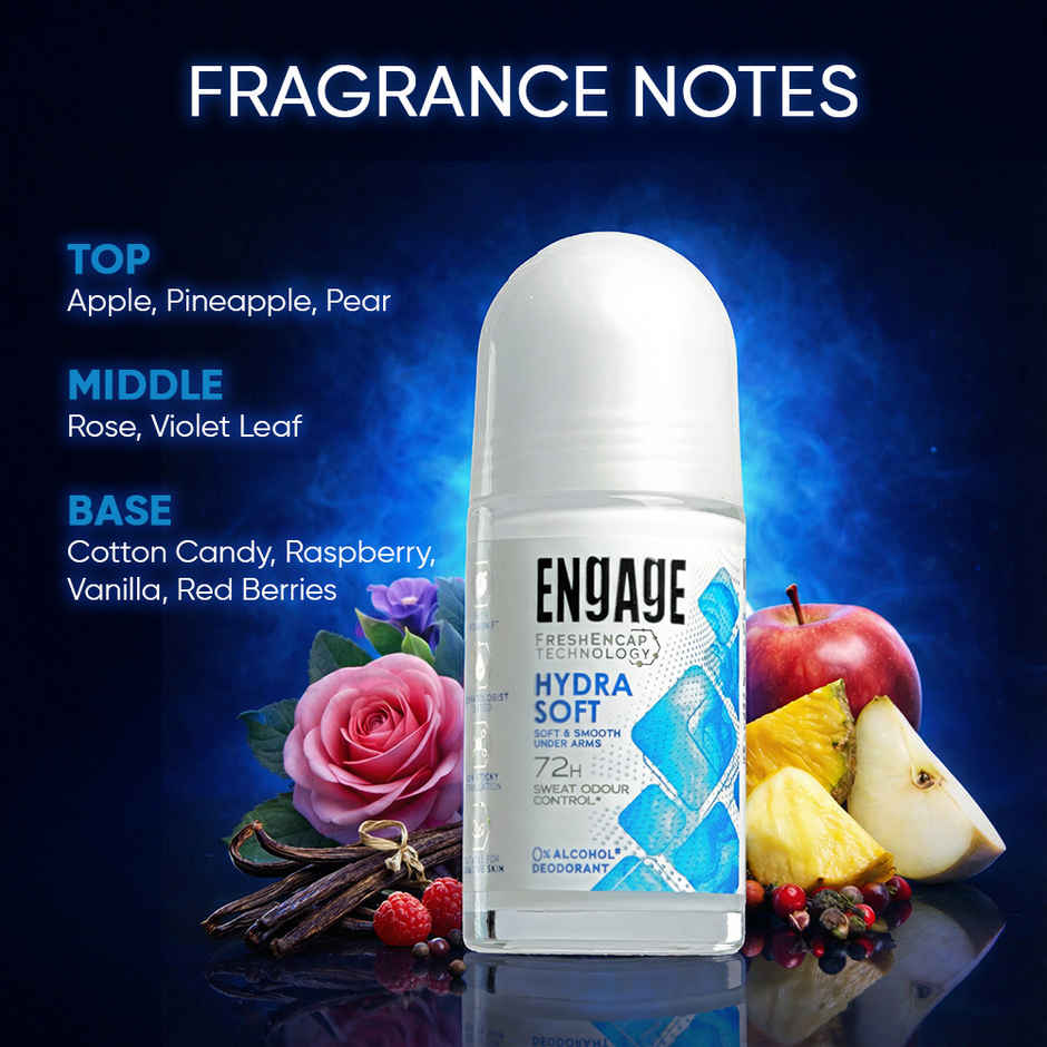 Engage Hydra Soft Underarm Roll-On Deo for Women | Soft and Smooth | 72hr Protection