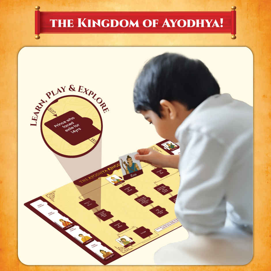 Physics Wallah Ramayana,The Tale of Ram & Sita Kit for Kids, 6-in-1 Fun Activity & Family Board Game