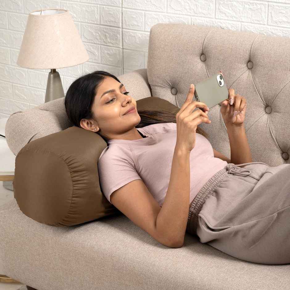 Wakefit Bolster Pillow | Set of 2 | Soft and Supportive | Comfortable for Neck and Back | Brown