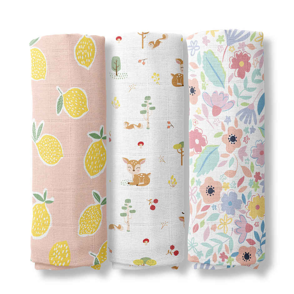 Haus & Kinder Cotton Muslin Swaddle Wrap for New Born Baby Blanket and Swaddles for Newborn Floral