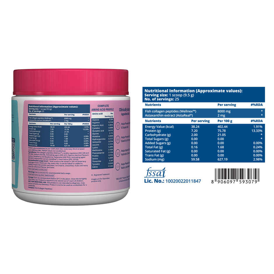 Chicnutrix Japanese Marine Collagen Peptides + 2 mg Astaxanthin, Lemonade Flavour