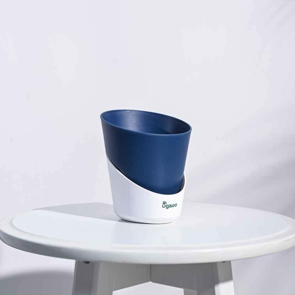 Ugaoo Atlantis Self Watering Planter - 4 Inch | Set of 3 | Midnight Blue, Pastel Blue, Yellow