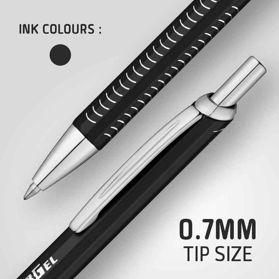 Pentel Energel Metal Lite Single Blister Black Body Black Ink