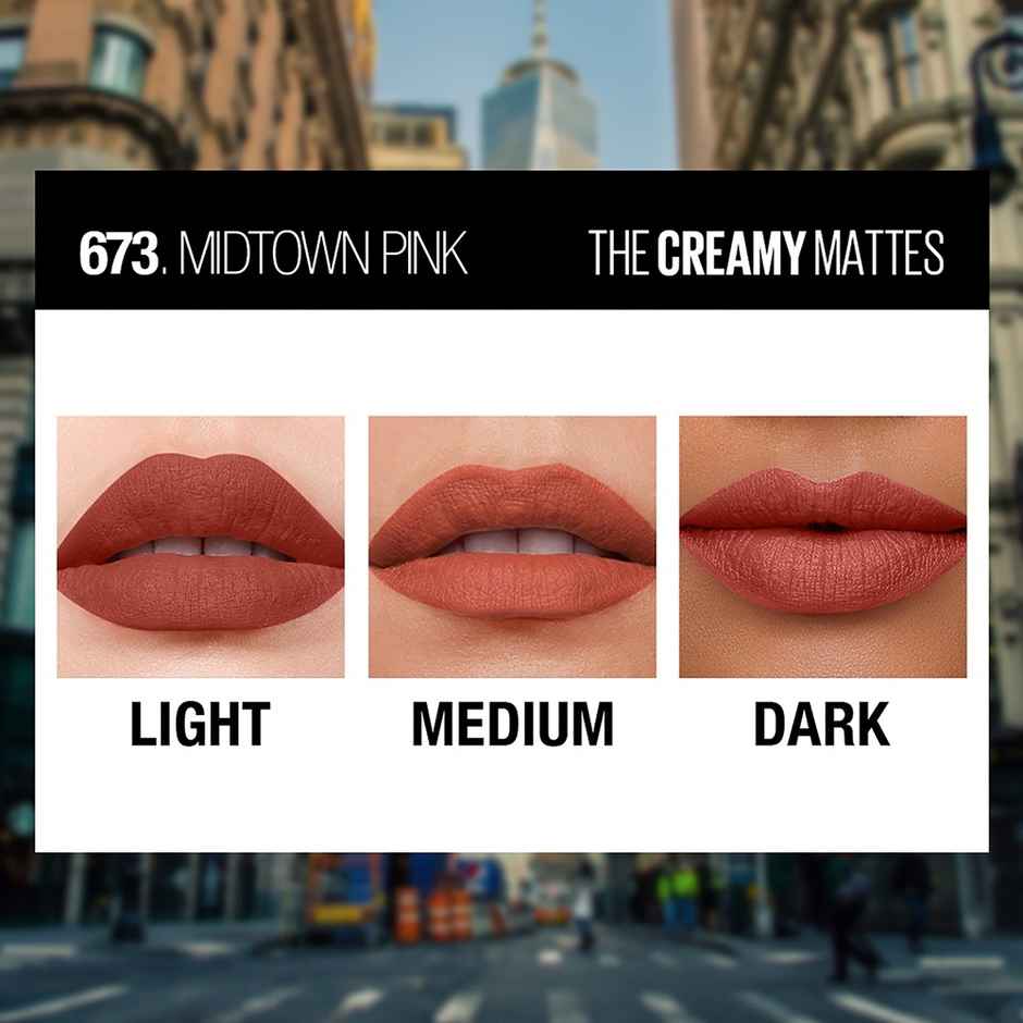 Maybelline Color Sensational Creamy Matte Lipstick, 673 Midtown Pink