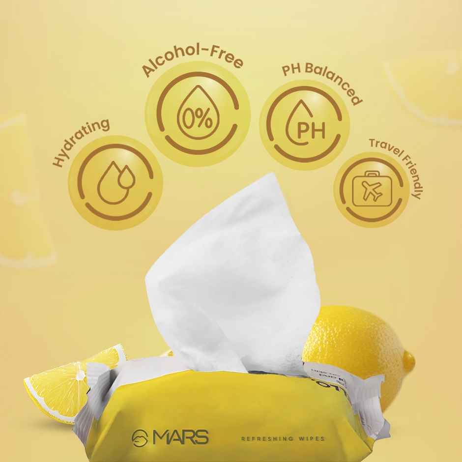 MARS Cosmetics Refreshing Wet Wipes For Face Wipes Lemon | 25 Pulls Per Pack
