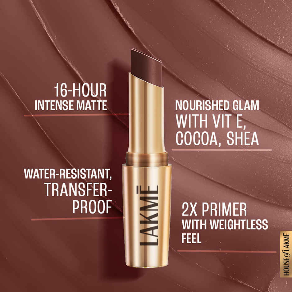 Lakme 9To5 Powerplay Priming Matte Lipstick - Brown Walnut