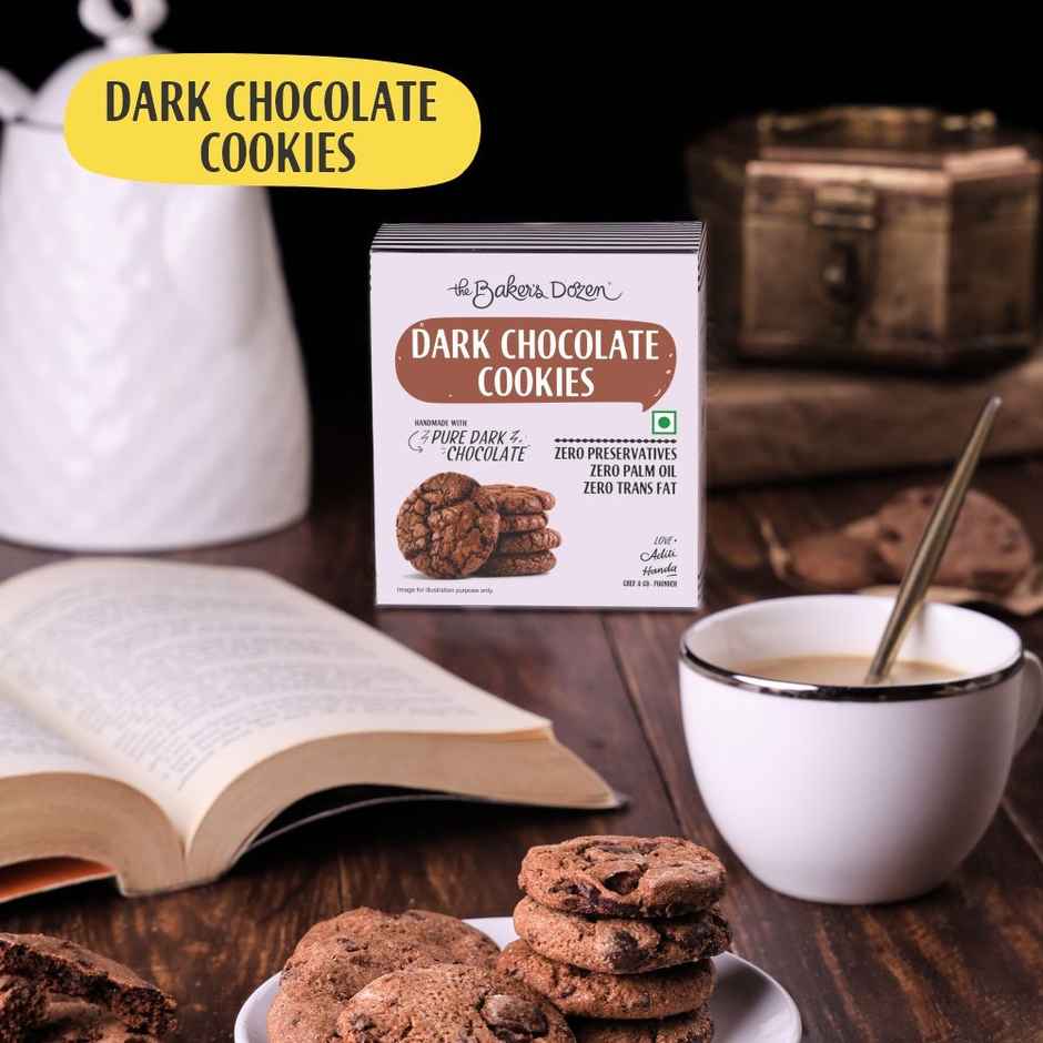The Baker'S Dozen Zero Maida Elaichi Rusk (80g) & The Baker'S Dozen Dark Chocolate Flavoured Biscuits Cookies | Artificial Flavour-Free (100g) Combo