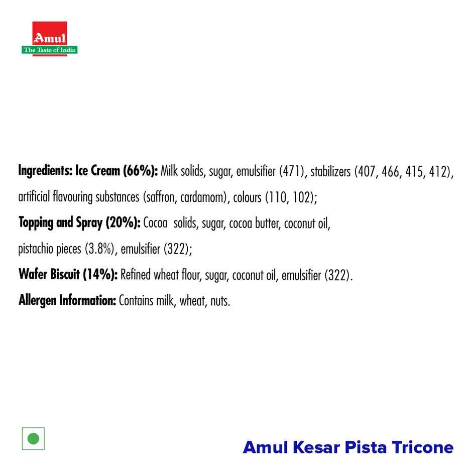 Amul Kesar Pista Tricone Ice Cream Cone