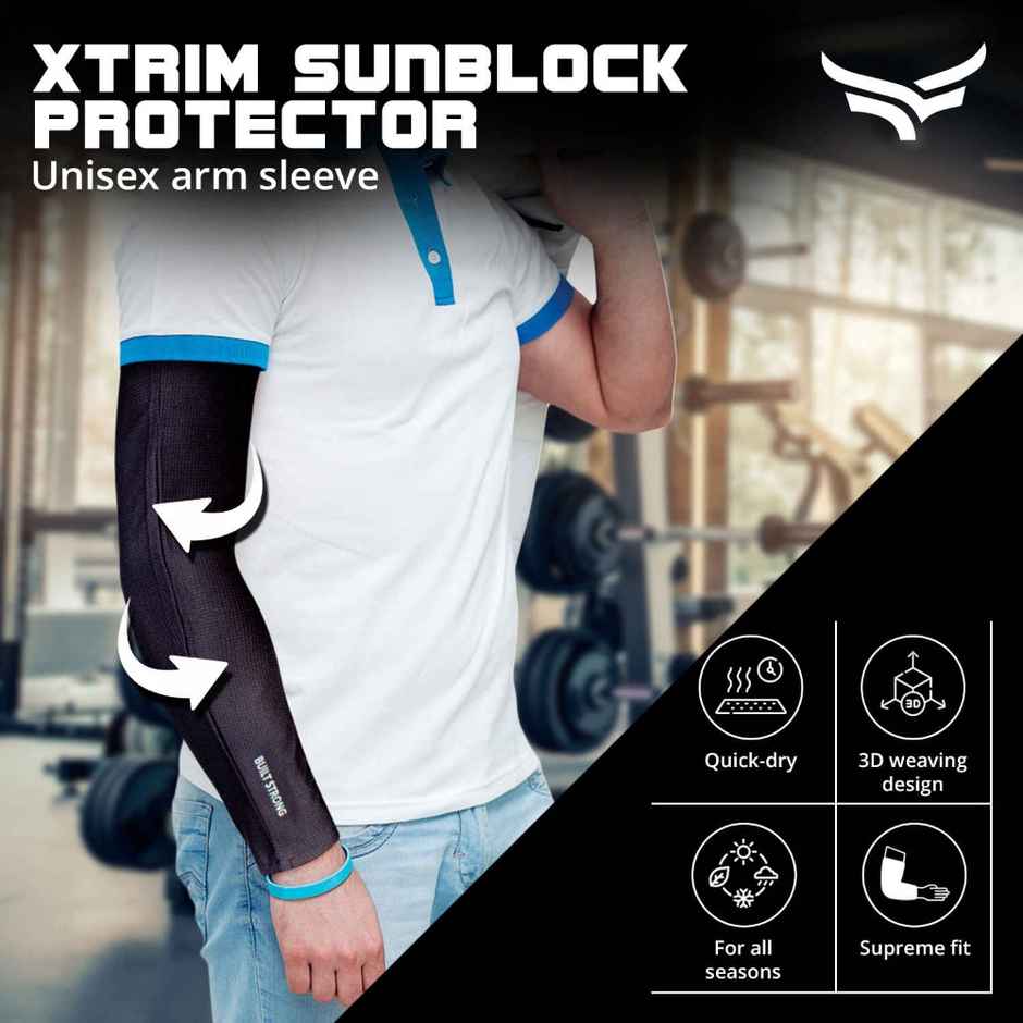 Xtrim Arm Sleeves | UV Tan Protection | For Men & Women | Black | Large