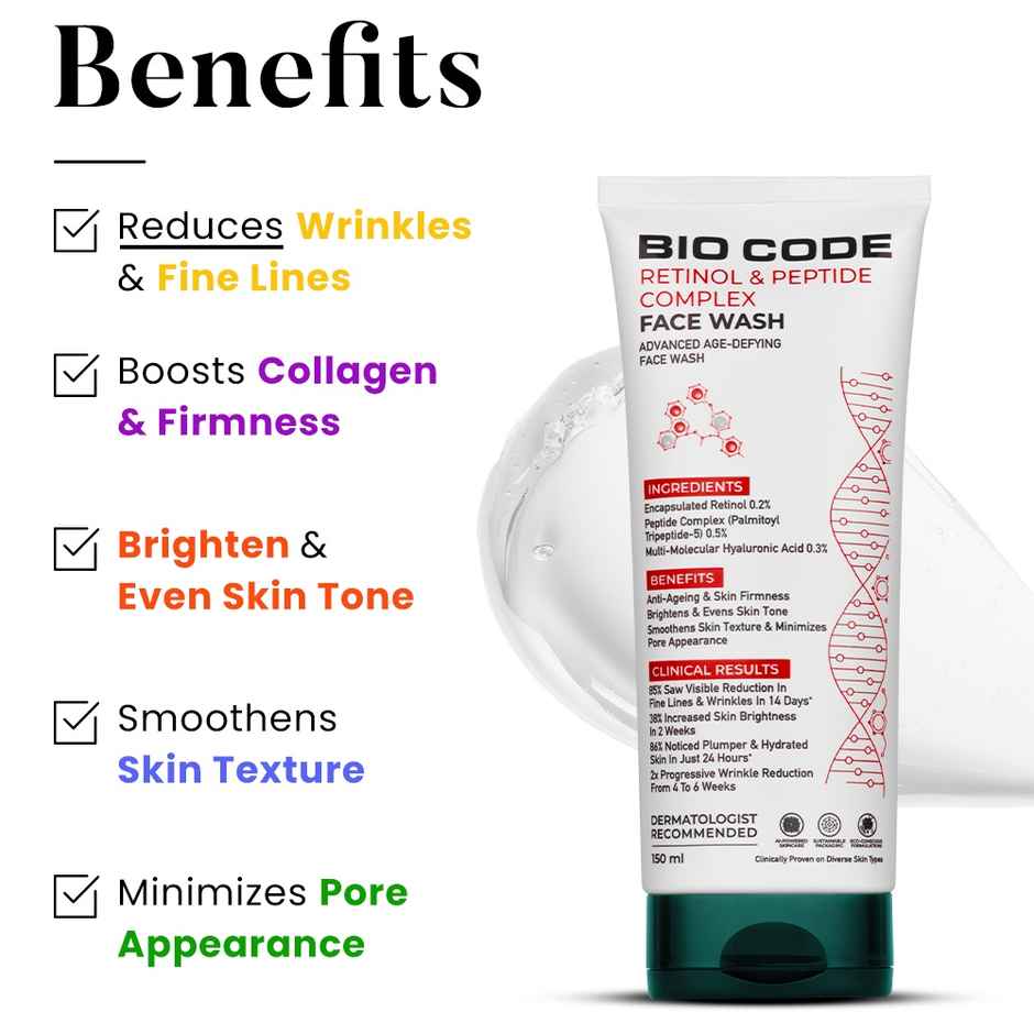 Bio Code Retinol & Peptide Complex Face Wash - Advanced Age-Defy | AI-Enhanced Formula