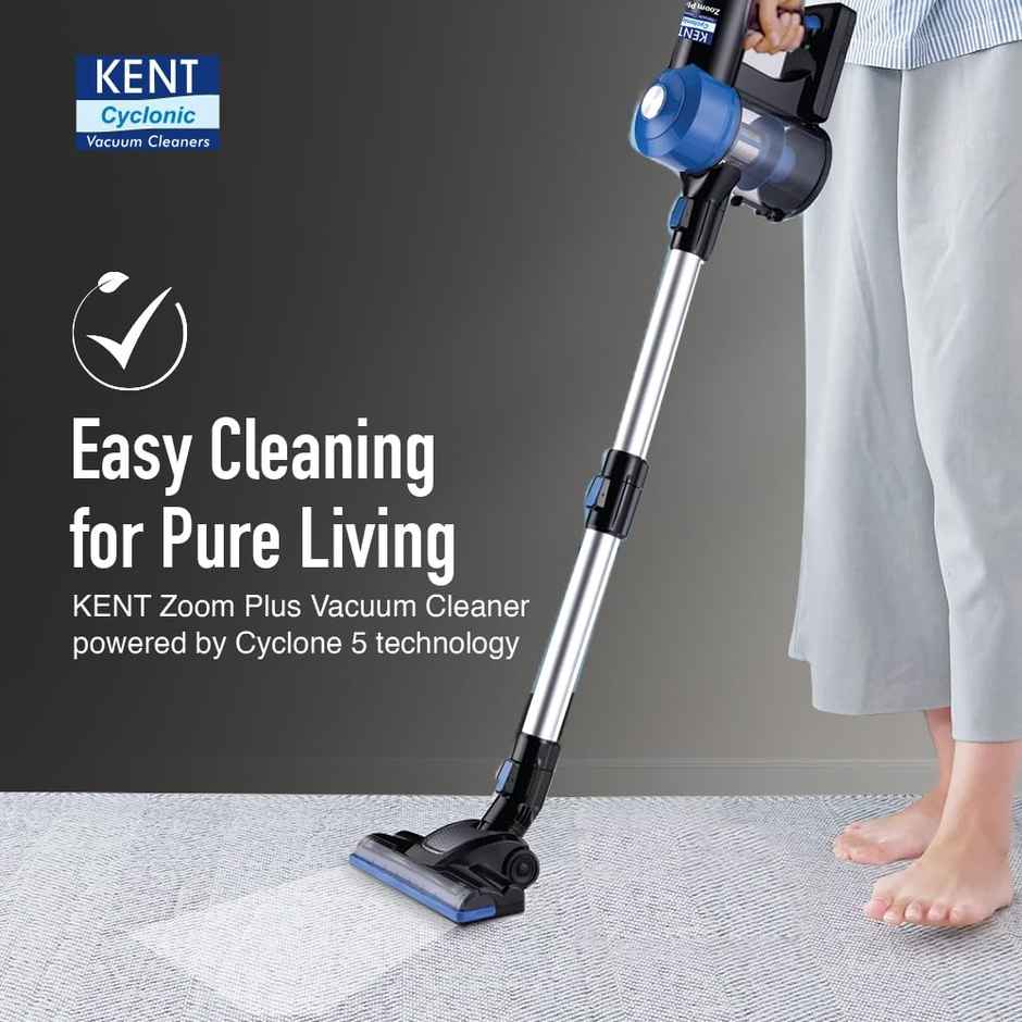 Kent Zoom Plus Vacuum Cleaner 150W | Cordless, Hoseless & Rechargeable | Cyclone5 Technology