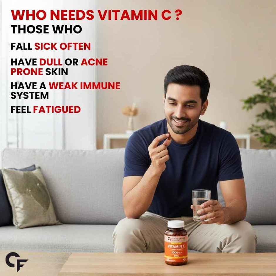 Carbamide Forte Natural Vitamin C Tablet Amla Extract With Zinc For Immunity & Skincare 60 tab