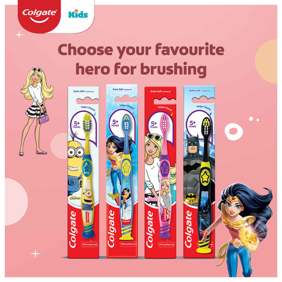 Colgate Kids Barbie Toothbrush, Extra Soft With Tongue Cleaner