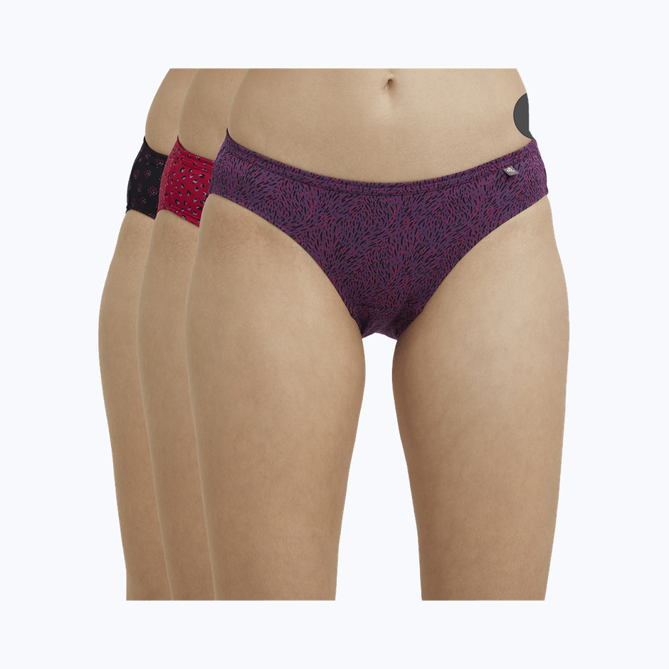 Jockey 1410 Women's Super Combed Cotton Underwear Bikini Panty|PO3 | Multicolor Dark assorted-L