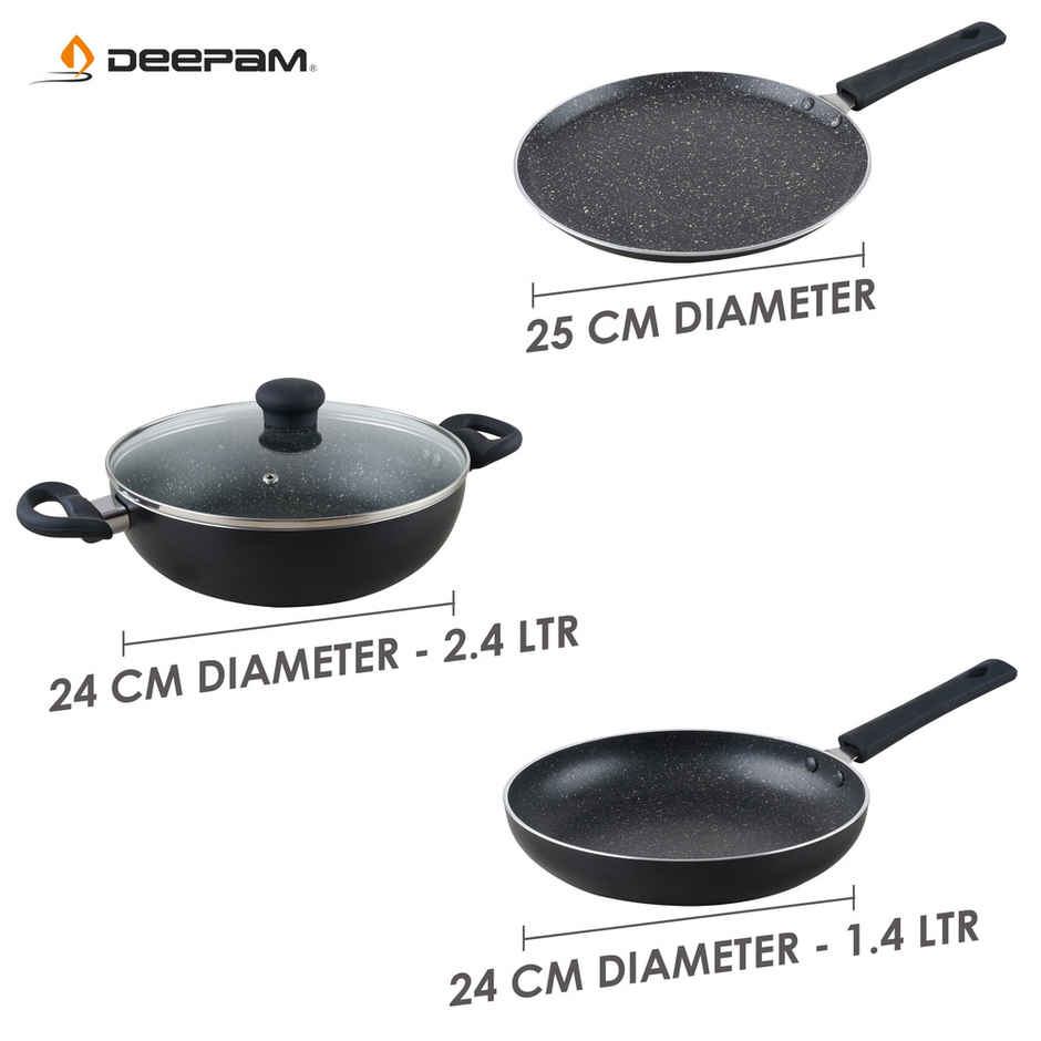 Deepam 3pcs Granite Gift Set Black
