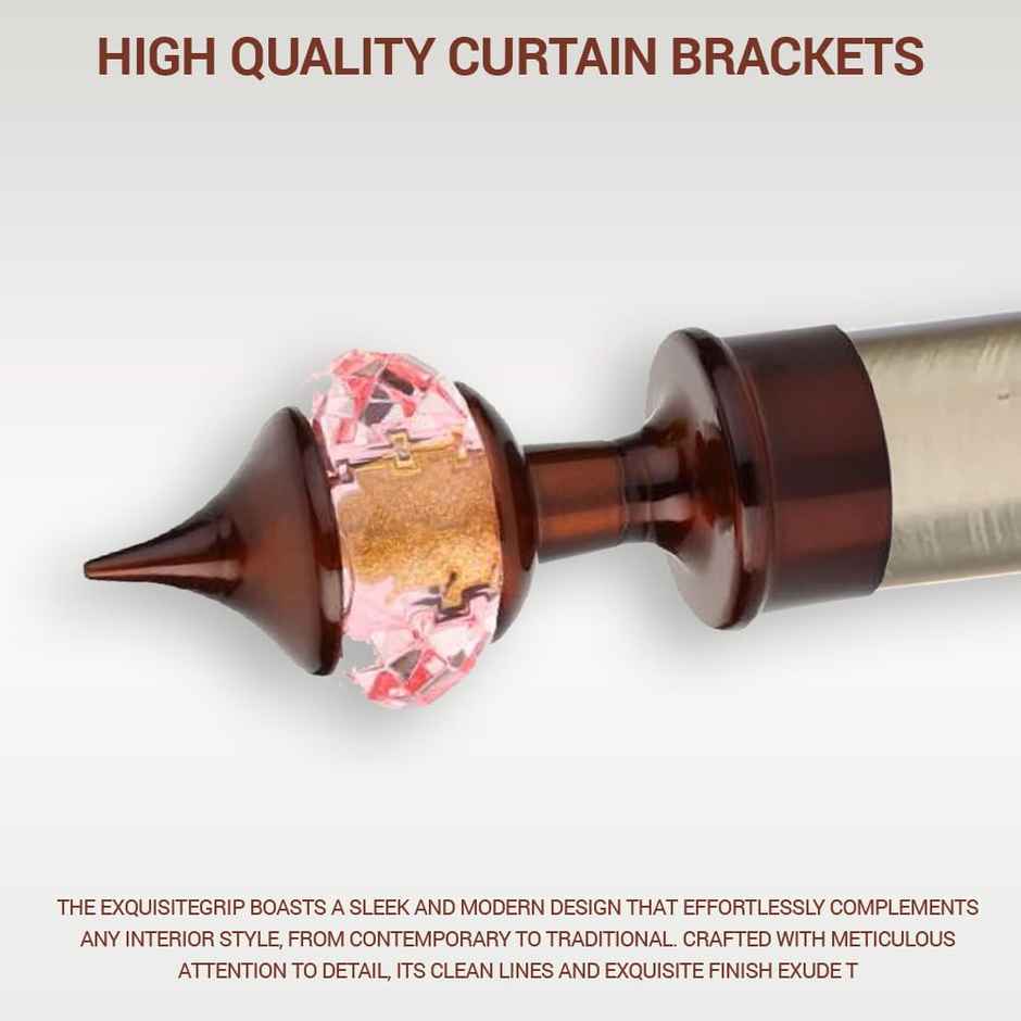 Gloxy Single Diamond Aluminium Curtain Bracket | 1 inch Support Fitting | 6 Pair, Coffee mix Orange