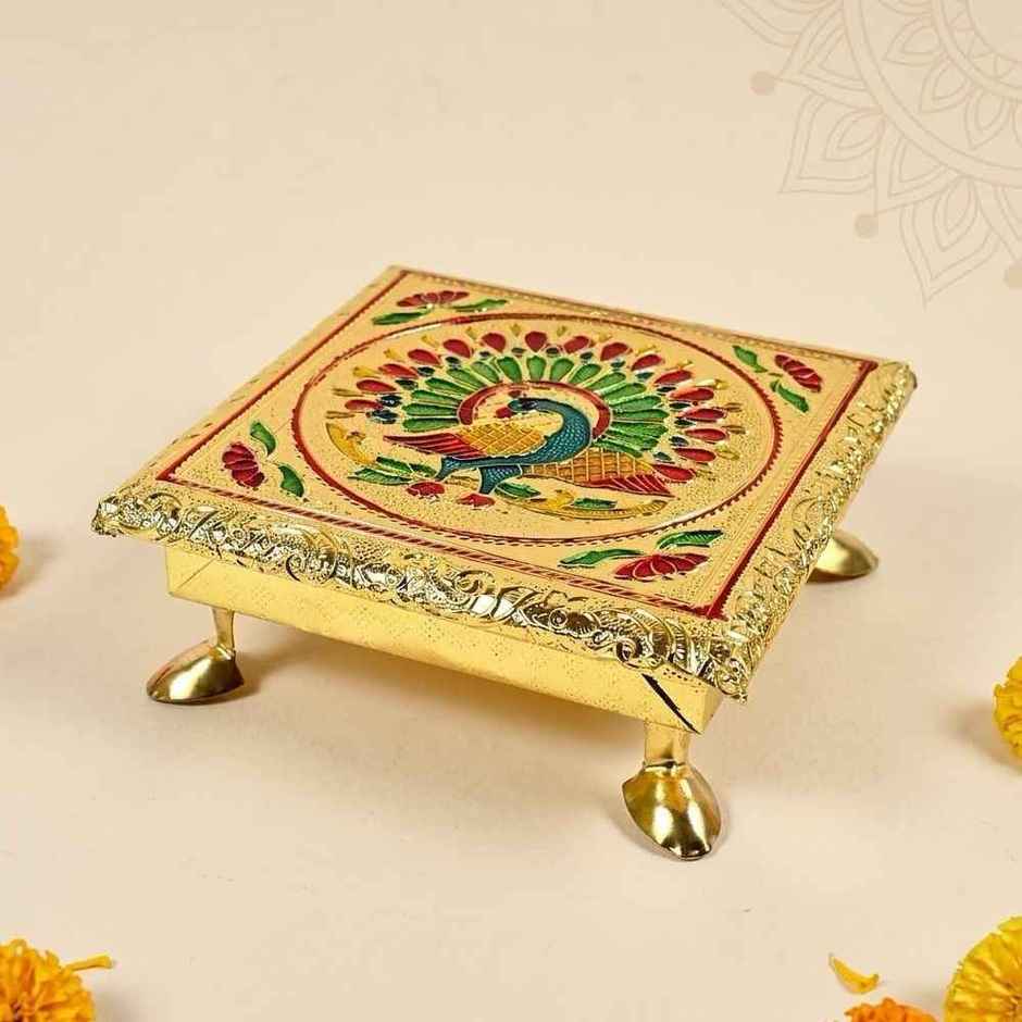 Meenakari Design Puja Chowki | 6 inch | Chandar