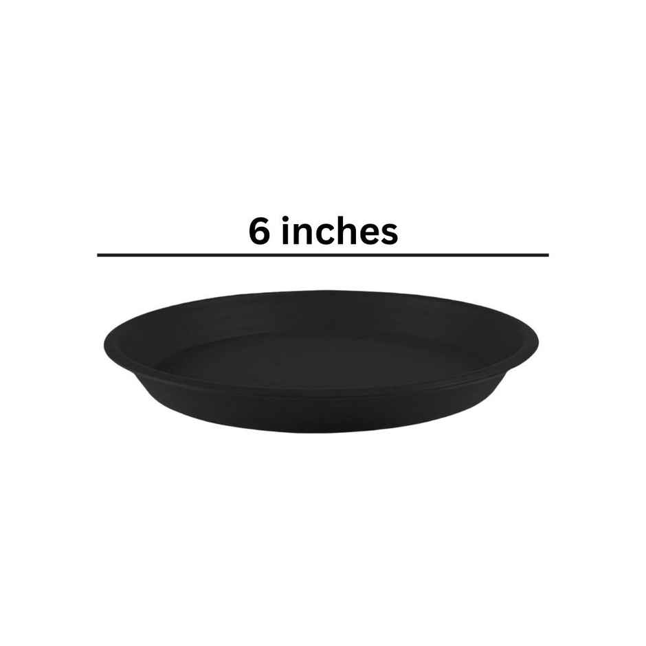 Nayra Plant Tray/Saucer Round Black Plastic Tray for Plant pots | 6 Inch | 12 Pcs