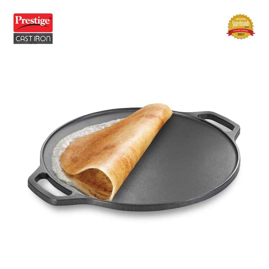 Prestige 30cm Dura Cast Iron Dosa Tawa| Gas and Induction Compatible| Even Heat Distribution