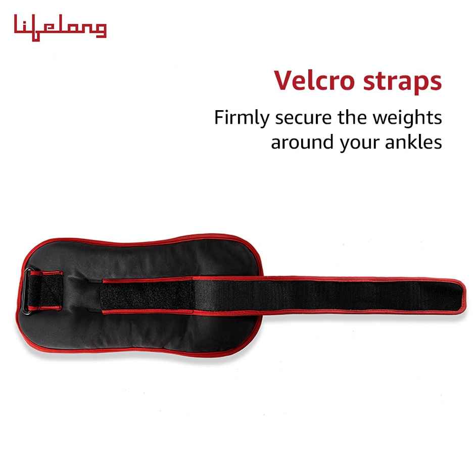 Lifelong Adjustable Ankle Weights for Workout | Black & Red | 2 x 2 kg