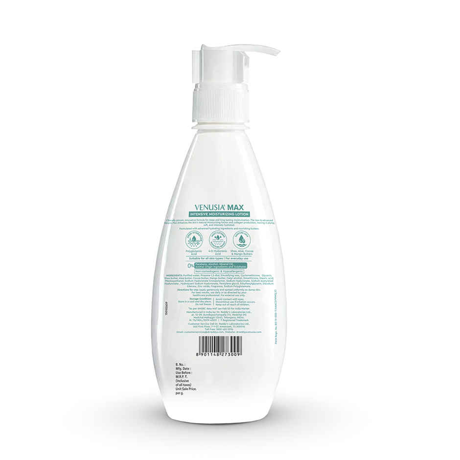 Venusia Max Intensive Moisturizing Lotion with 4D Hyaluronic+Polyglutamic Acid | Normal to Dry Skin