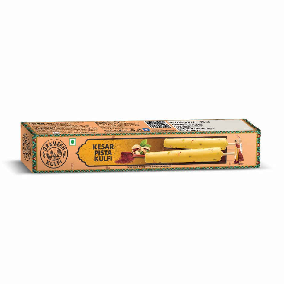 Grameen Tricolour Kulfi Sticks Pack of 3 - Kesar Pista, Desi Malai, Calcutta Paan Combo
